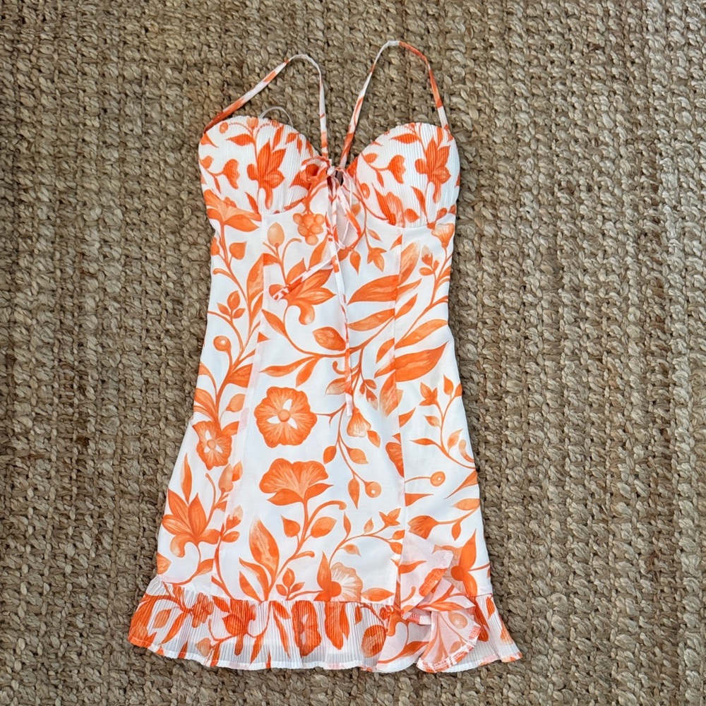Nasty gal Floral Orange and White mini Dress size small